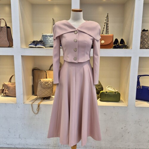 Michaa 奥特莱斯代购 粉色花朵肩连衣裙