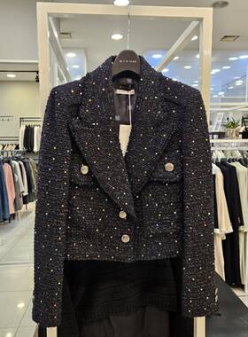 Michaa 奥特莱斯代购 小翻领粗花呢外套