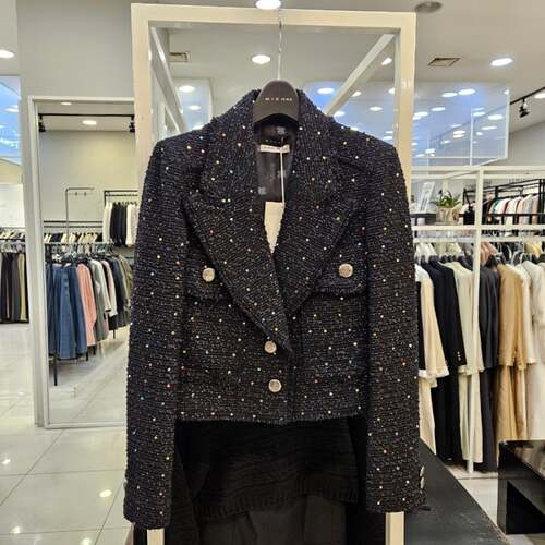 Michaa 奥特莱斯代购 小翻领粗花呢外套