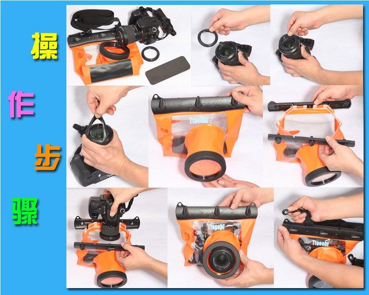 다이빙 및 수영 셔터 포커싱 TTEOOBL GQ-518L|M 20M 고화질 SLR 카메라 방수 가방