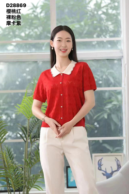 莱赛莉丝新款夏装民族风中年绣花女装时尚妈妈装短袖T恤28869