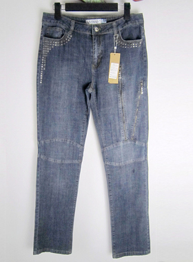 专柜正品saidian/赛典 秋冬金属装饰大码小脚牛仔裤女裤