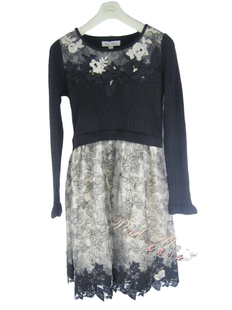 冬绣花针织羊毛连衣裙PMAEW8809标齐 粉红玛丽 pink mary粉红玛琍