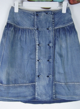 专柜正品 saidian/赛典 春夏款烫钻牛仔半身裙 中裙 a字裙 标齐