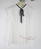 Mary粉红玛琍 粉红玛丽 夏钉珠立领无袖 Pink 衬衫 女PMAIS1003