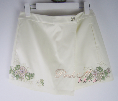 粉红玛琍夏刺绣裙裤短裤女标齐