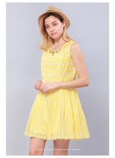 mary粉红玛琍 条纹连衣裙 粉红玛丽 套头无袖 标齐 夏钉钻大码 pink