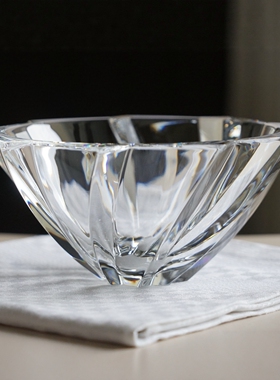 现货带盒法国Baccarat/巴卡拉Objectif中古水晶果碗法式桌面摆件