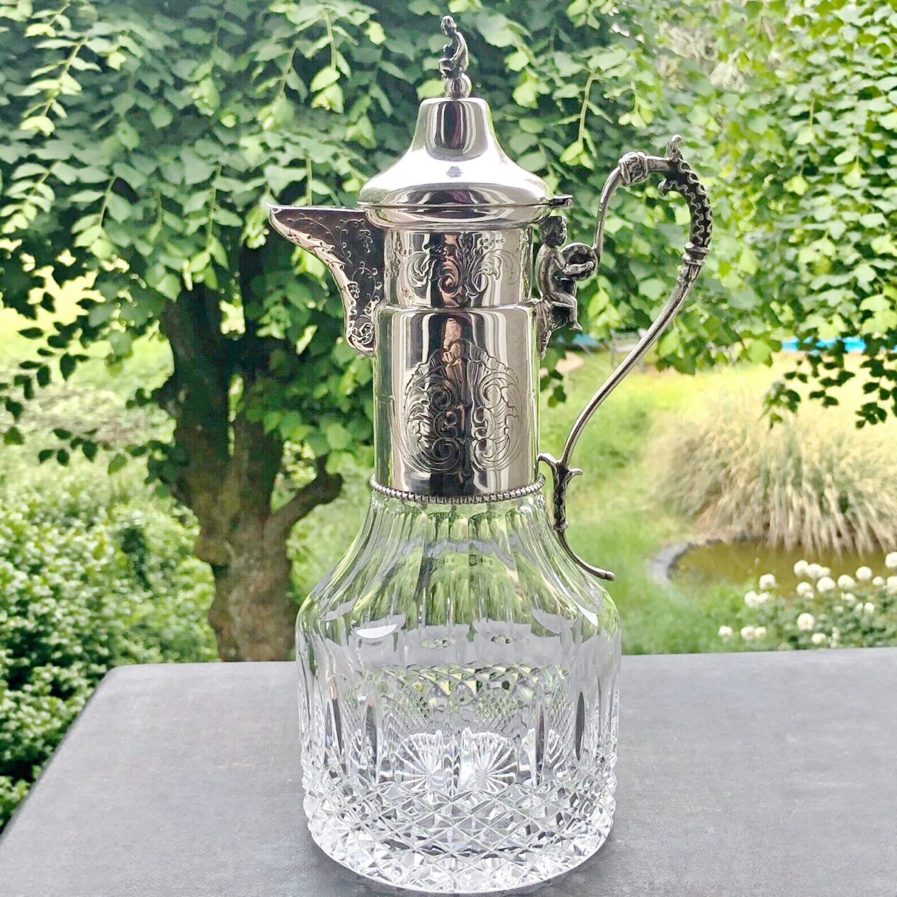 西洋古董欧式复古水晶镶800纯银手作凉水壶酒壶醒酒器餐桌美学