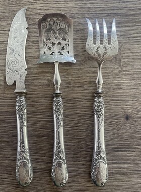 法国古董950纯银餐具三件套