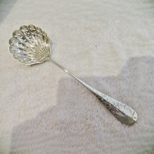 包邮 法国大银匠Henri SOUFFLOT古董银器新艺术风格纯银糖撒漏勺