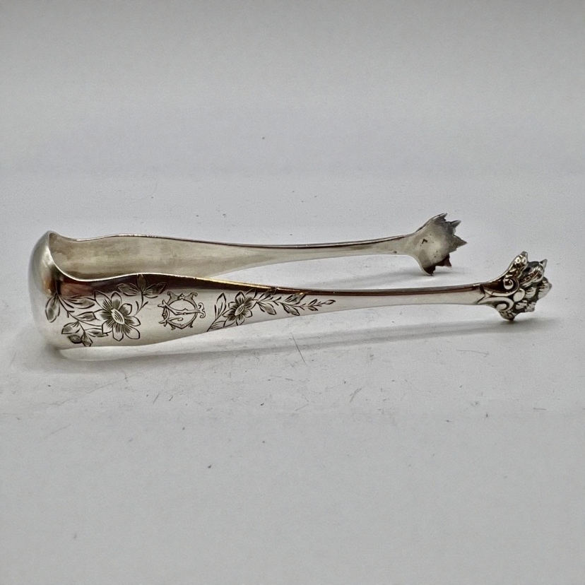 法国古董银器950纯银雕花冰夹