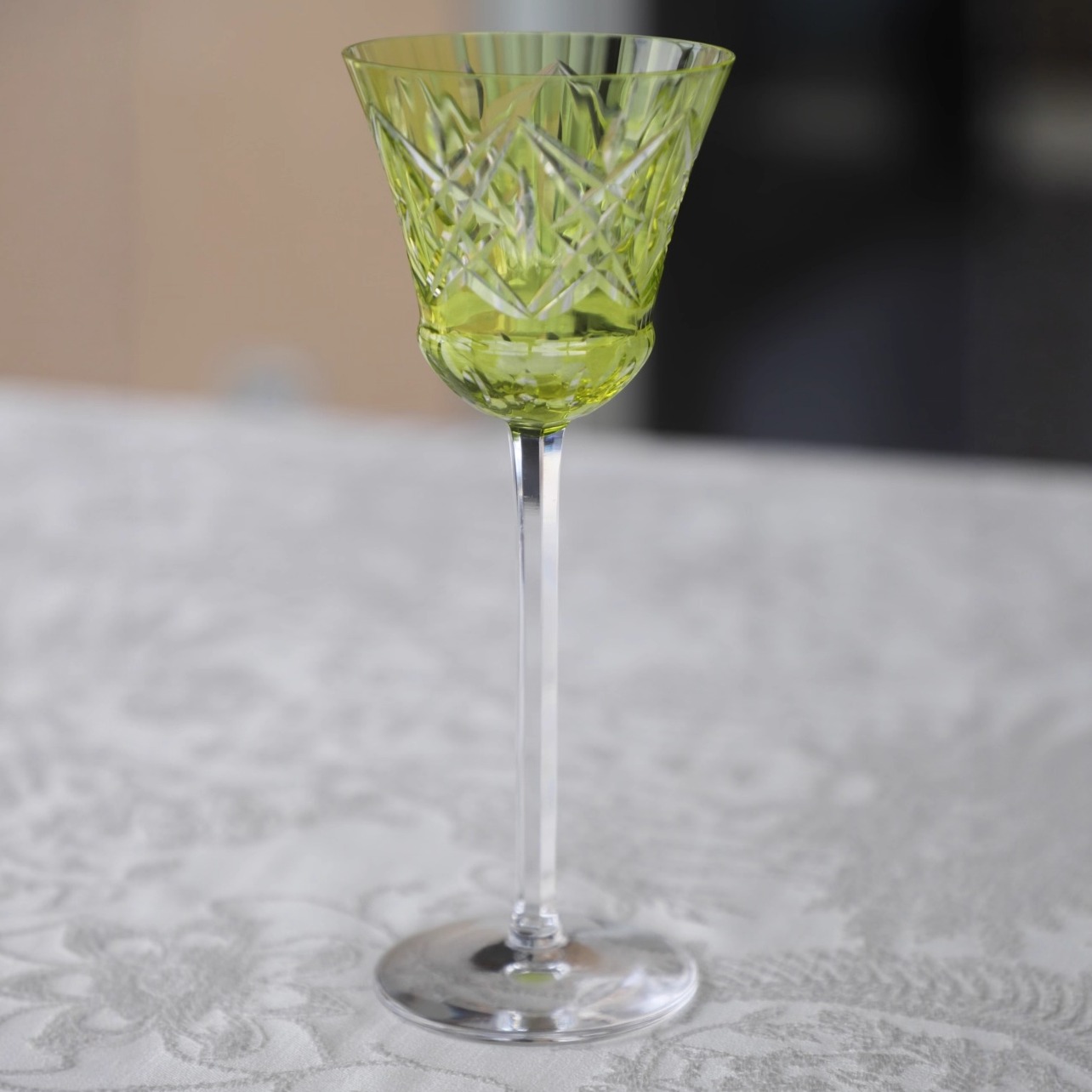 中古款法国圣路易黄色白葡萄酒杯