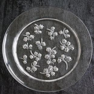 法国奢侈水晶Lalique 中古款 莱俪Muguet铃兰水晶点心盘 包邮 现货