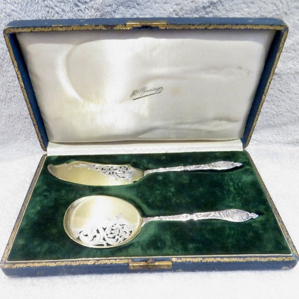 法国古董银器冰淇淋纯银鎏金餐具