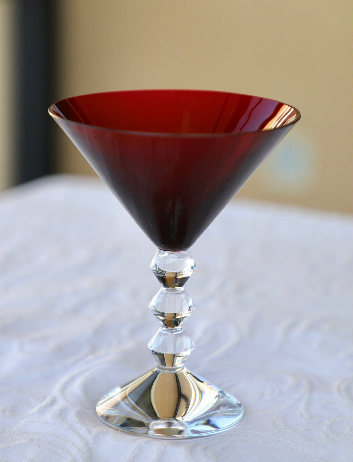 现货 法国baccarat巴卡拉vega织女星系列红色水晶鸡尾酒/马天尼杯