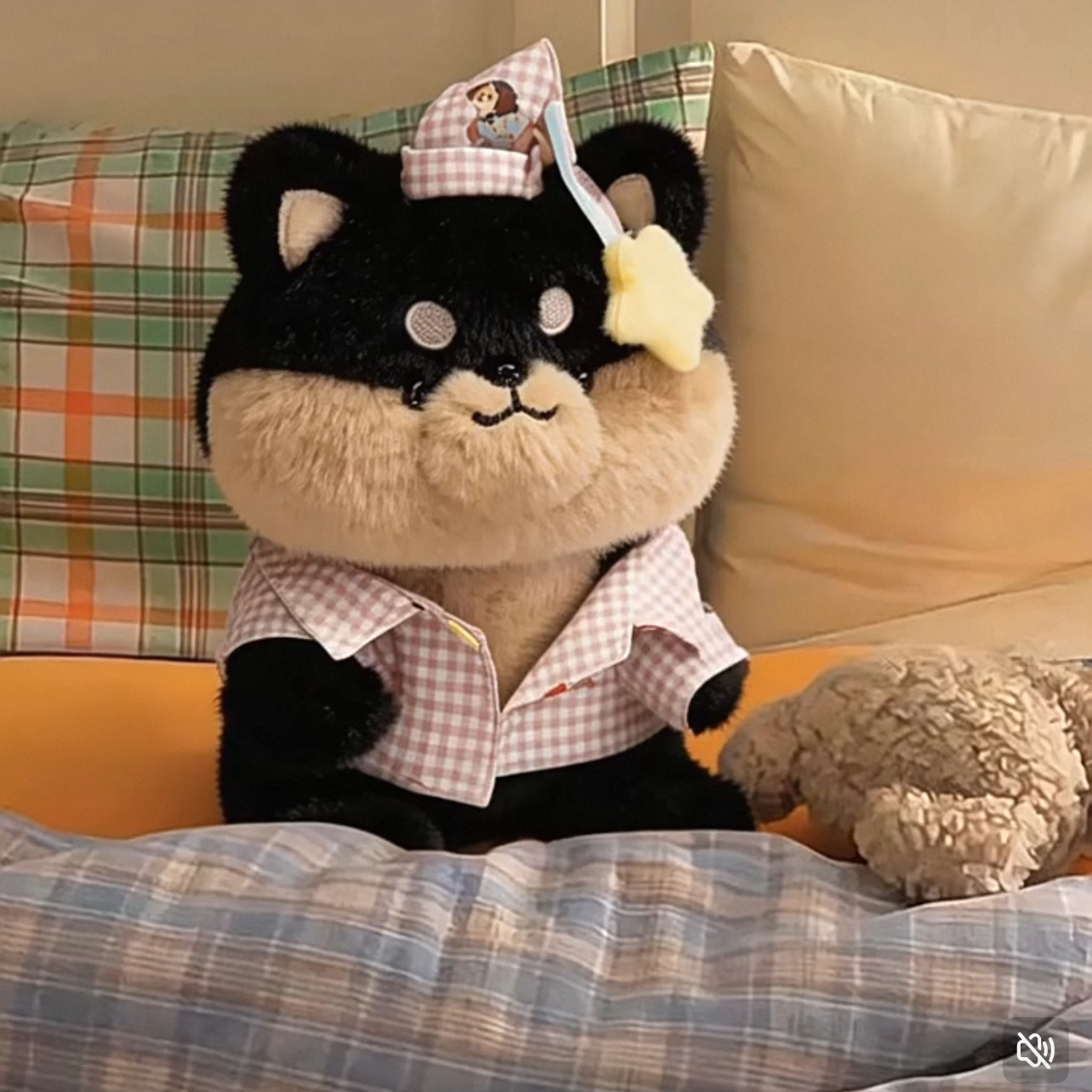 晚安黑色柴犬公仔玩偶小狗狗毛绒玩具儿童安抚布娃娃抱枕生日礼物