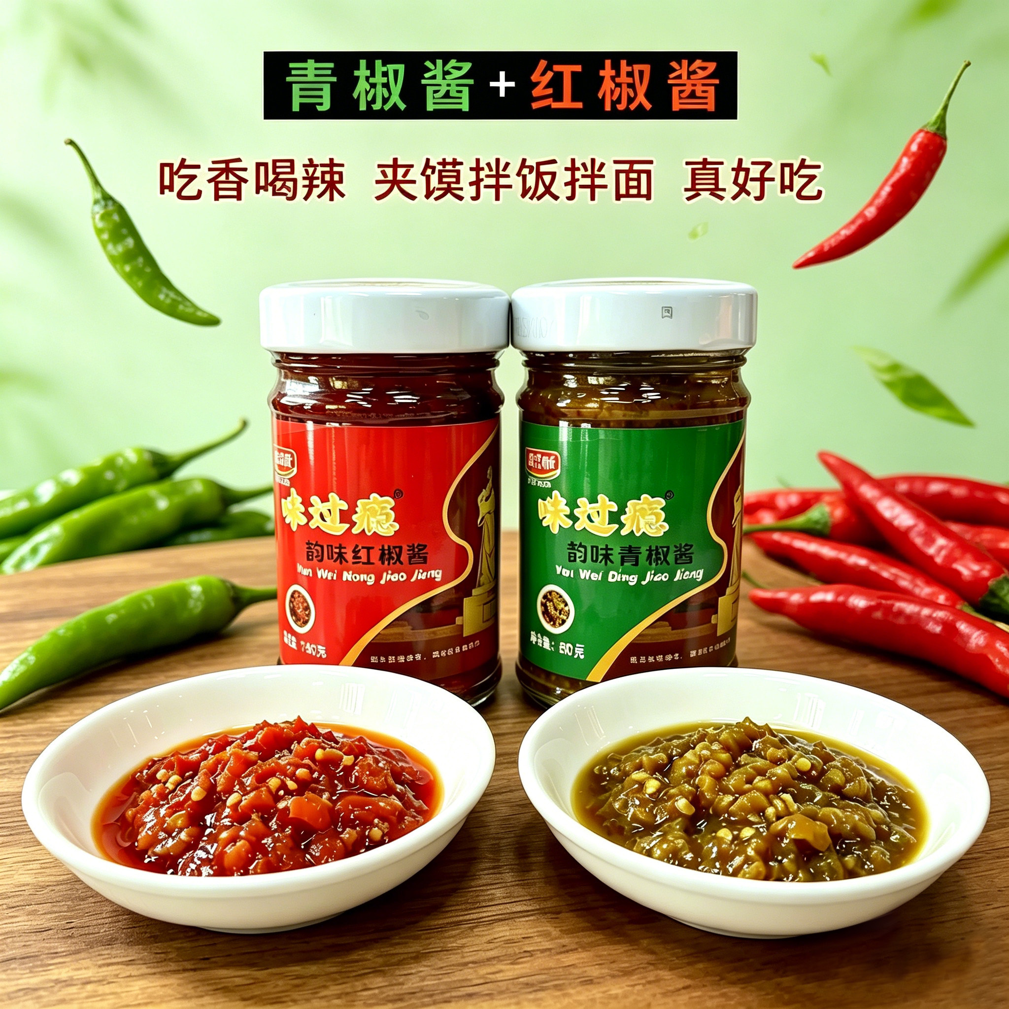 凯悦味青椒红椒酱瓶装河南洛阳特产夹馍拌饭调味酱真好吃