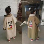 2025秋冬新款 米老鼠羊羔毛风衣外套两面穿韩系 儿童中长款