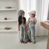 水洗短款 新款 个性 女童套装 牛仔背心加长裤 2025春秋装 外贸童装