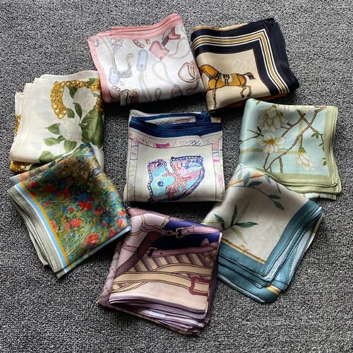 微瑕特卖材质保真100%桑蚕丝真丝丝巾53*53cm小方巾 拍5条可包邮