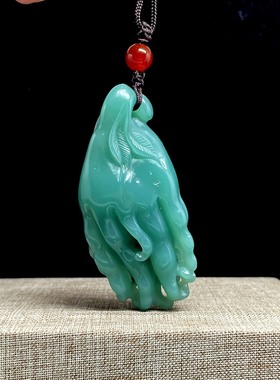 一横印社雅安绿佛手把件手把