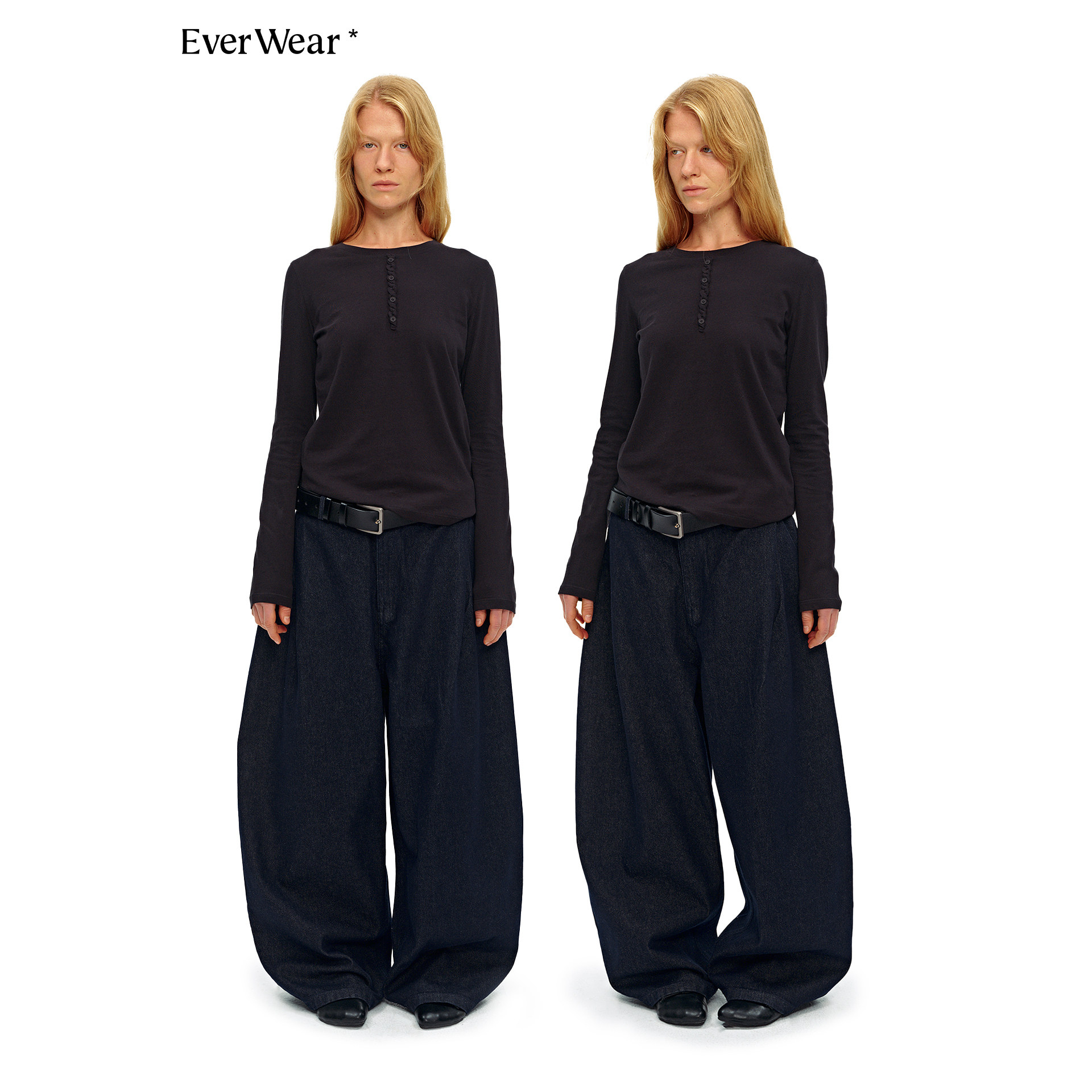 EverWear 美式复古宽松显瘦打褶牛仔裤baggy休闲弯刀百搭廓形裤女,女装/女士精品,牛仔裤,淘宝优惠券,粉丝福利购,淘宝优惠卷