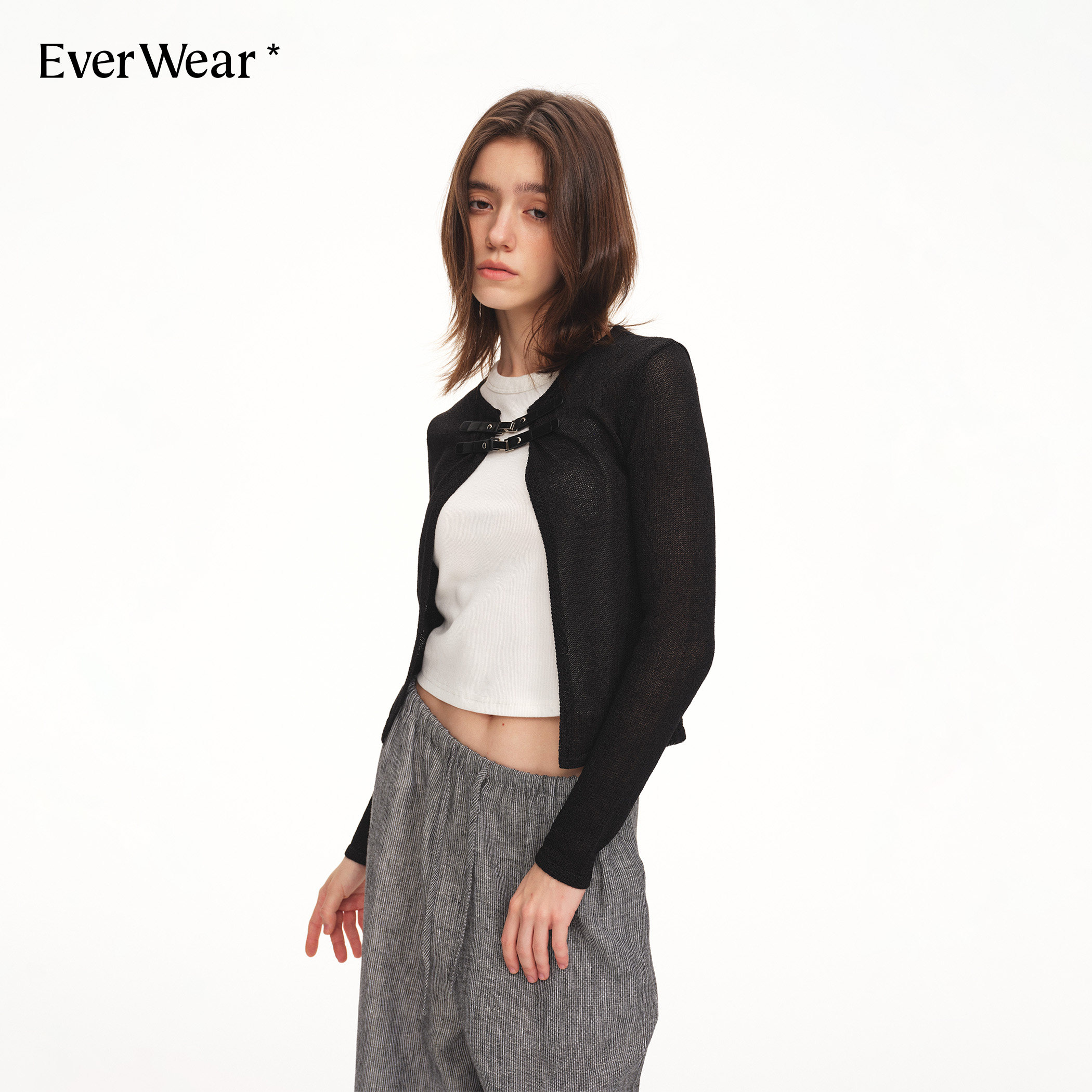 EverWear黑色针织开衫女夏季