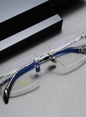 日系复古眼镜纯钛80844方框大脸时尚商务钛架 可配无边框近视眼镜