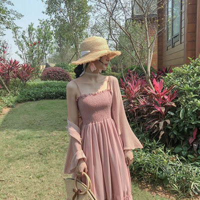仙女森系超仙气吊带雪纺连衣裙女夏轻熟风气质洋气复古冷淡风裙子
