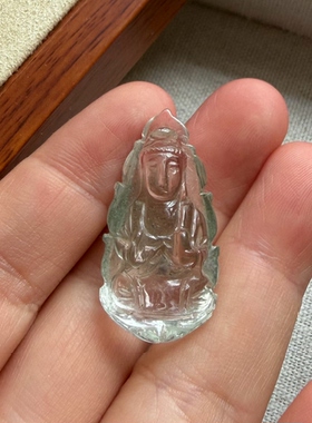 亏本捡漏天然绿幽灵观音吊坠观音挂坠晶体好一物一图成色水晶饰品