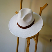 法式 简约复古白色宽檐编织巴拿马爵士礼帽男女夏遮阳防晒沙滩草帽