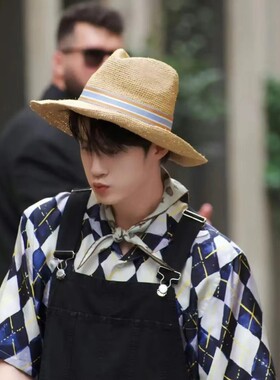 礼帽度假休闲男女夏天翻边编织帽