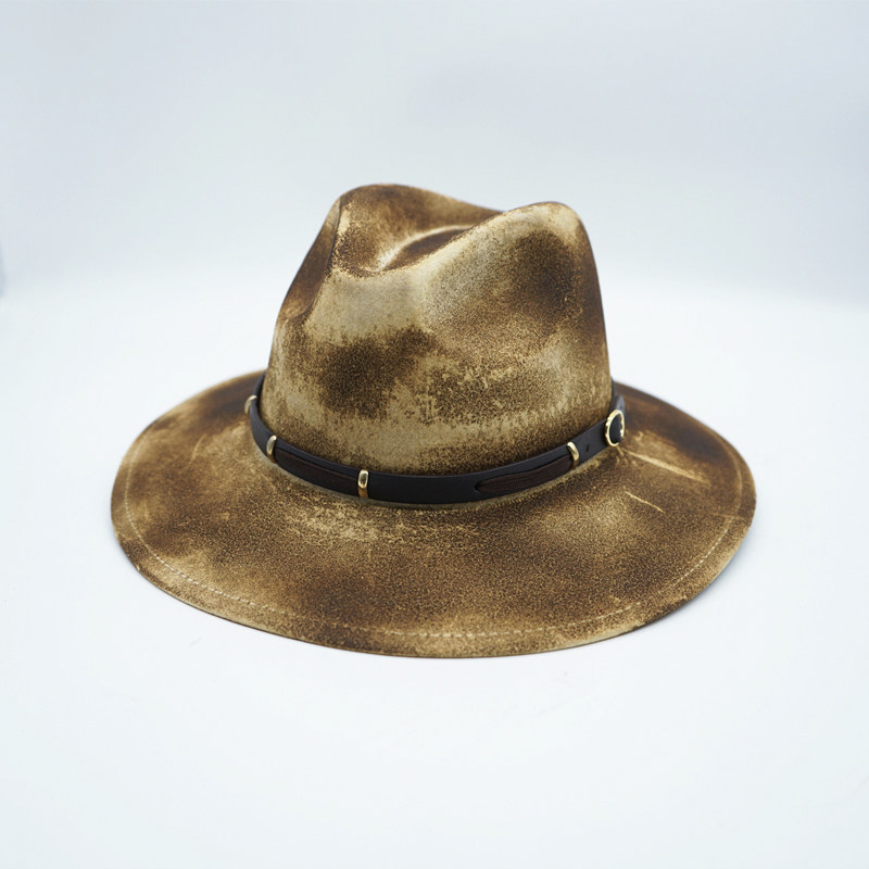 甜酷复古西部牛仔晕染做旧皮带爵士礼帽男女秋冬羊毛呢毛毡帽度假,服饰配件/皮带/帽子/围巾,帽子,淘宝优惠券,粉丝福利购,淘宝优惠卷