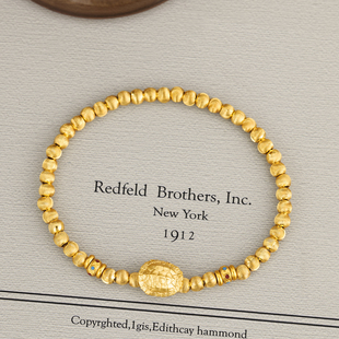 新中式国潮风龟壳「富甲一方」串珠手链设计沙金仿真黄金招财古法