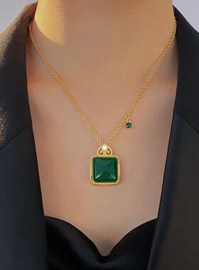 铜合金 镀18K金「青石恋」项链气质轻奢小众中国风装饰坠百搭橙色