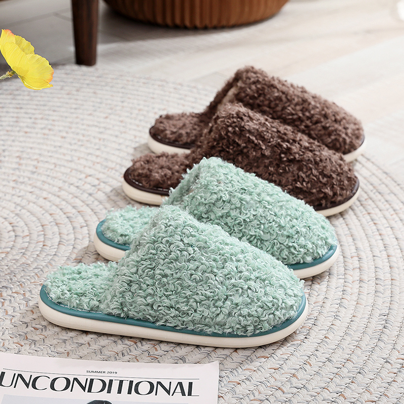 网红高级感毛毛绒保暖棉拖鞋冬季男女居家室内防滑软底静音月子鞋
