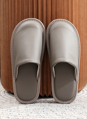 春秋季真皮家居拖鞋男不臭脚防滑软底试衣间高档室内日式皮拖鞋女