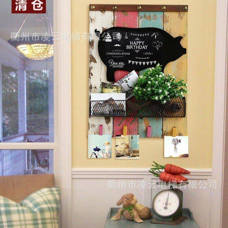 壁饰收纳壁挂壁柜置物架 创意清仓墙面!木质黑板美式收纳创意做旧