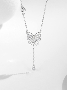轻奢小众设计流苏吊坠蝴蝶结锁骨