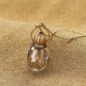 朗睦原创天然手工白水晶吊坠香薰香水精油瓶打开小众设计长项链女