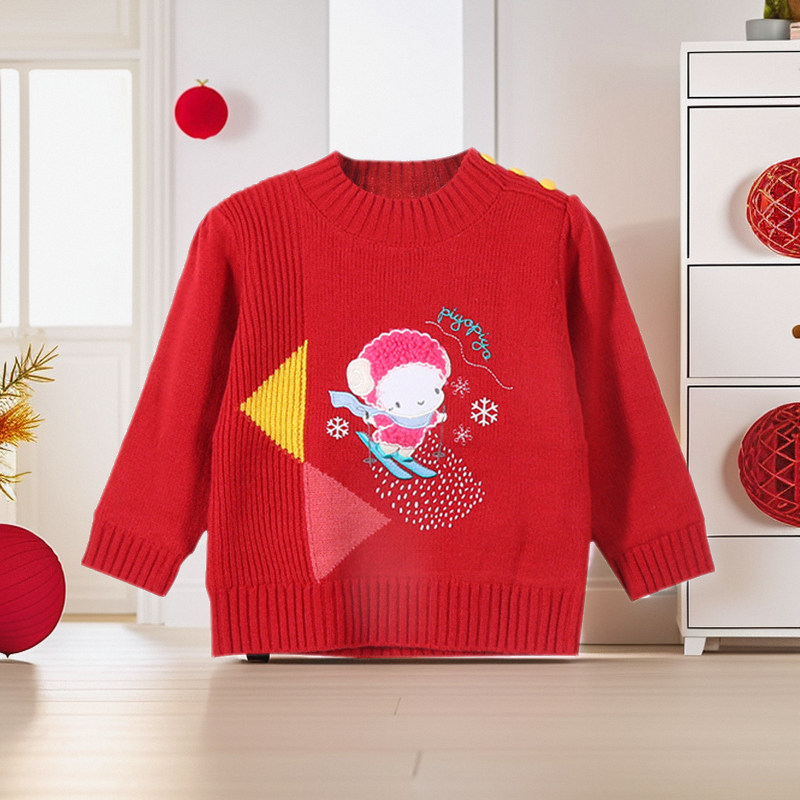 断码清仓黄色小鸭女童毛衣冬装洋气女孩加厚保暖毛线衫打底衣红色,童装/婴儿装/亲子装,毛衣/针织衫,淘宝优惠券,粉丝福利购,淘宝优惠卷