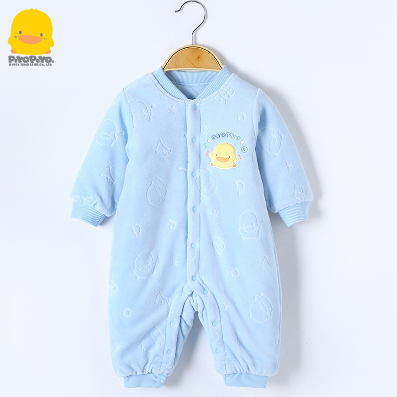 黄色小鸭婴儿连体衣秋冬保暖可爱