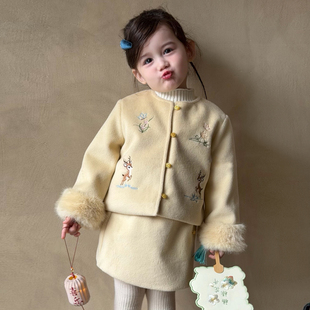 奶油baby女童洋气套装 女宝宝小香风高级感新年两件套 2025秋冬新款
