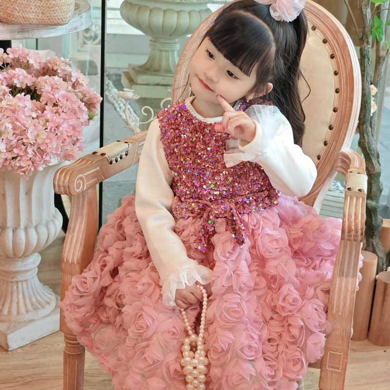 春秋洋气宝宝亮片公主裙