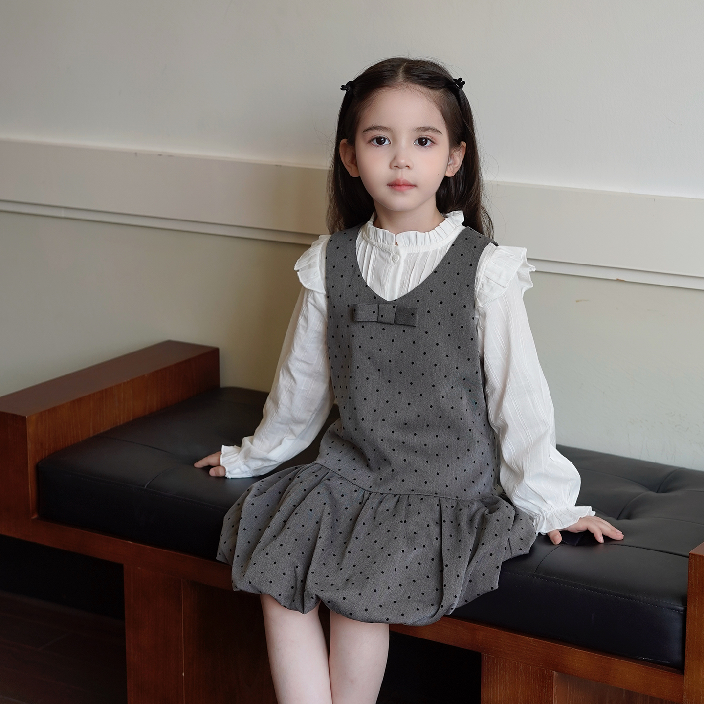 女童洋气Miu系波点背心裙公主裙