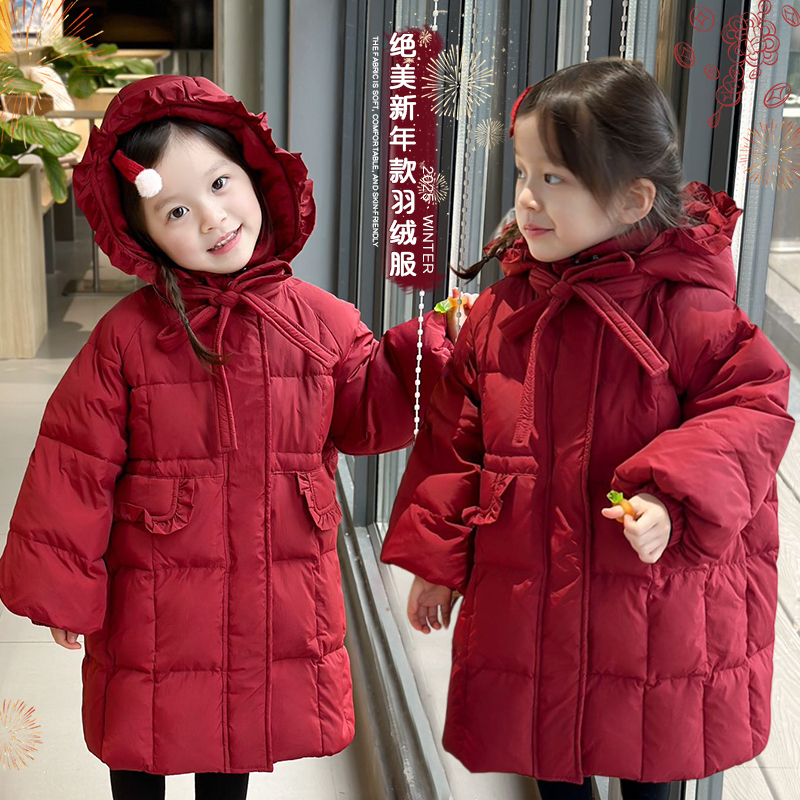 女童花边帽韩版设计感羽绒服