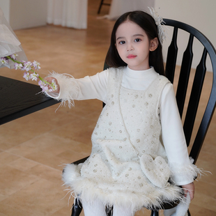 奶油baby女童秋冬连衣裙高级2025新款 洋气女宝宝小香风节日公主裙