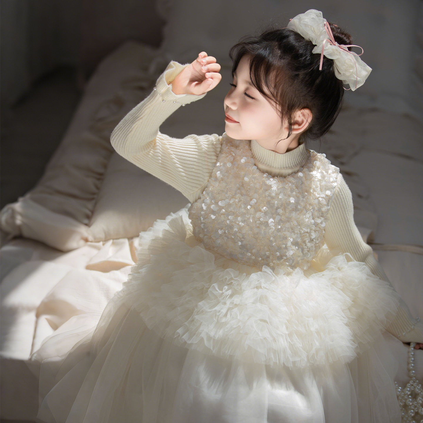 女童亮片蓬蓬网纱裙公主背心裙