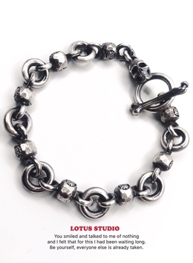 莲说制物粗犷风质感纯银手链